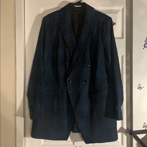 Blue and black oversized blazer